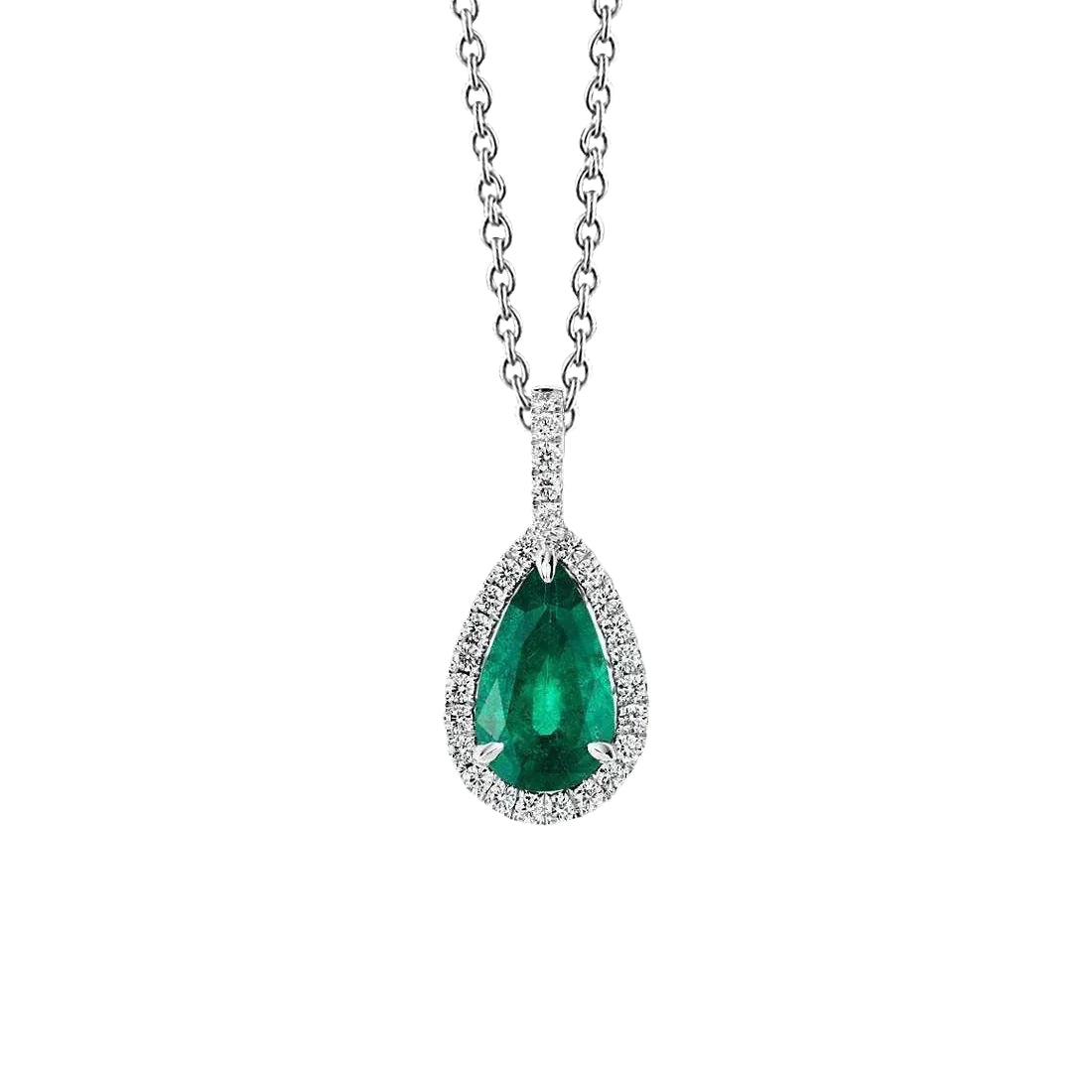 Pendentif Colombien Emeraude Vert Et Diamant Pierres Précieuses Avec Chaîne 8.25 Carats