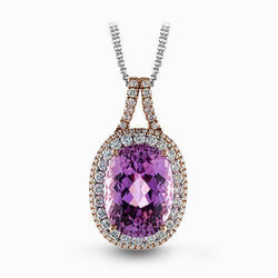 Pendentif Cristal Kunzite Violet Avec Diamants