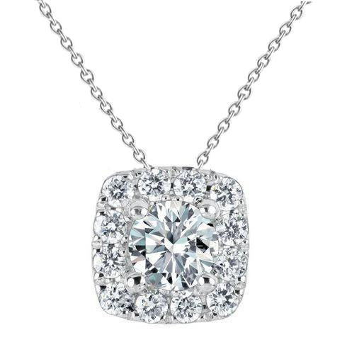 Pendentif De Collier Avec Halo De Réel Diamants Ronds De 1.60 Ct