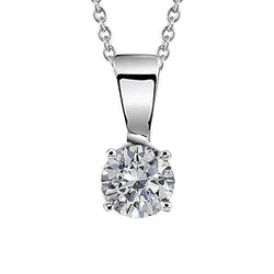 Pendentif De Collier De Réel Diamants De Coupe Ronde 1.50 Carat A Quatre Griffes WG 14K