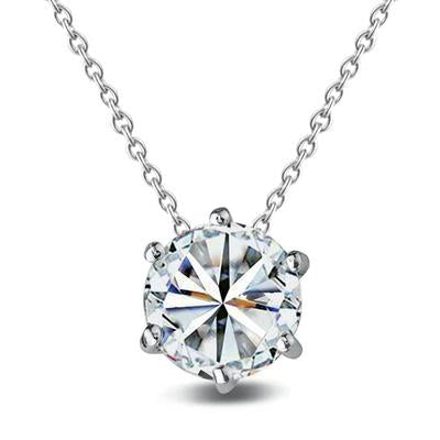 Pendentif De Collier De Véritable Diamants Ronds 0.95 Ct Serti De Six Griffes En Or Blanc