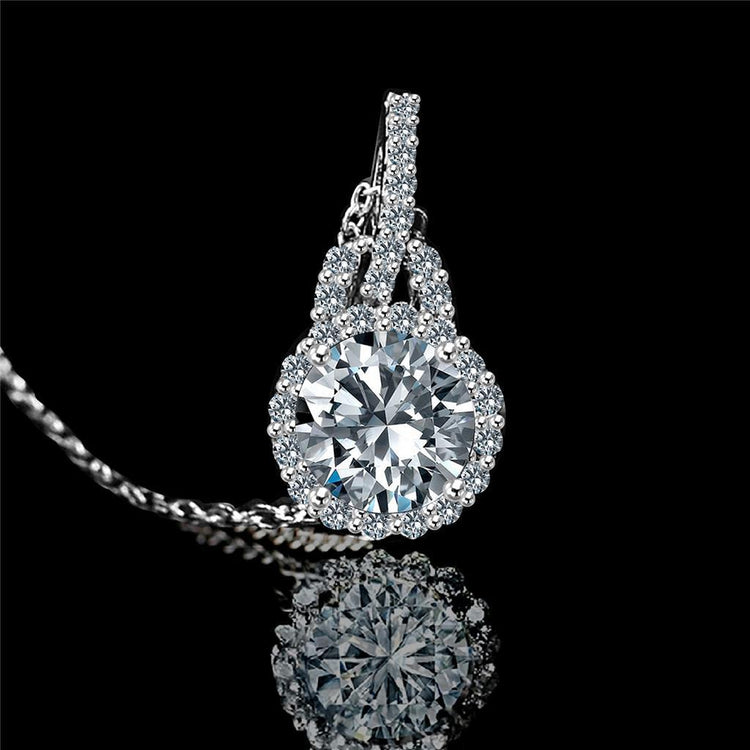 Pendentif De Collier De Véritable Diamants Ronds De 1.27 Ct Avec Halo En Or Blanc 14 Carats