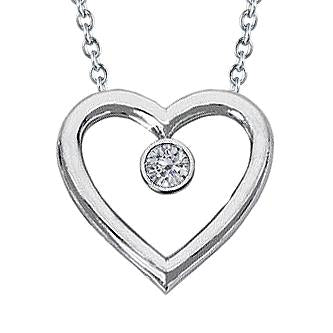 Pendentif En Forme De Coeur Avec Naturel Diamant Rond 0.50 Ct En Or Blanc 14K