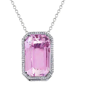 Pendentif En Pierre Gemme Kunzite Taille émeraude