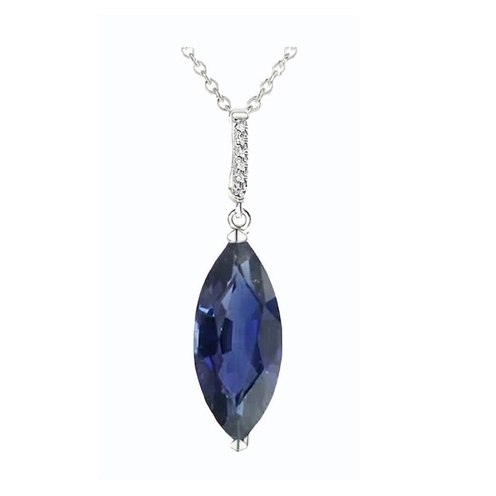 Pendentif Femme Marquise Bleu Foncé Saphir & Diamant 4.75 Carats