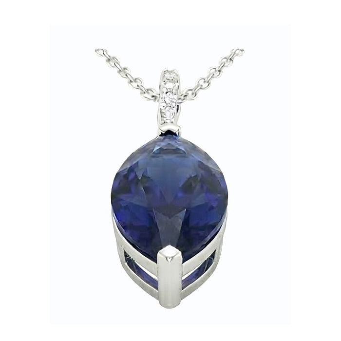 Pendentif Femme Marquise Bleu Foncé Saphir & Diamant 4.75 Carats