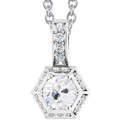 Pendentif Femme Naturel Diamant Halo Vieux mineur 4.50 Carats Or Blanc 14K