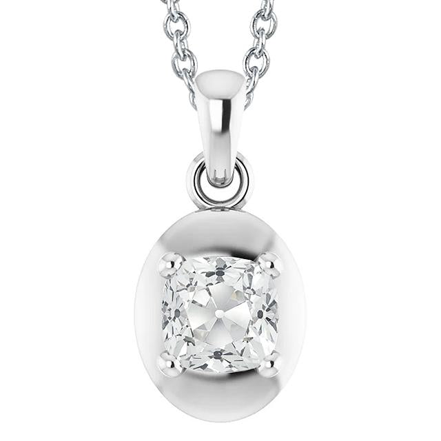 Pendentif Femme Réel Diamant Avec Coussin Bail Vieux mineur 3.50 Carats