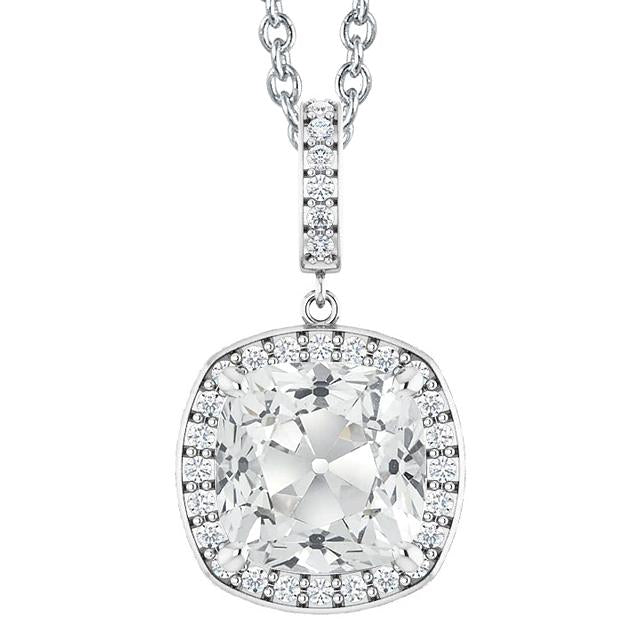 Pendentif Halo Naturel Diamant Rond & Coussin ancienne mine Cut 7.50 Carats