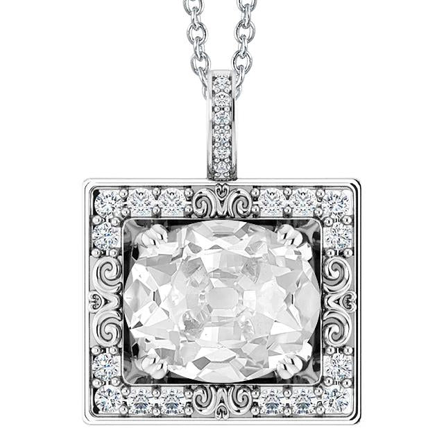 Pendentif Halo Naturel Diamant en Or Rond & Ovale Vieux mineur 7 Carats Ensemble de Griffes