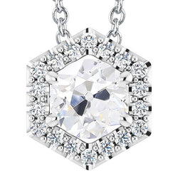 Pendentif Halo Réel Diamant pour Femme Rond Vieux mineur 7.50 Carats Bijoux