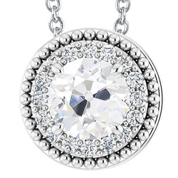 Pendentif Halo Véritable Diamant Rond 9 Carats