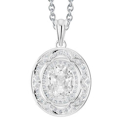 Pendentif Halo de Naturel diamants taille ancienne ovale en or 14 carats 5 carats