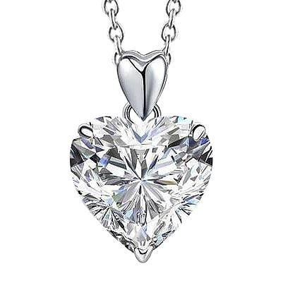 Pendentif Naturel Diamant En Forme De Coeur 2 Carats Bijoux Femme En Or Blanc 14K
