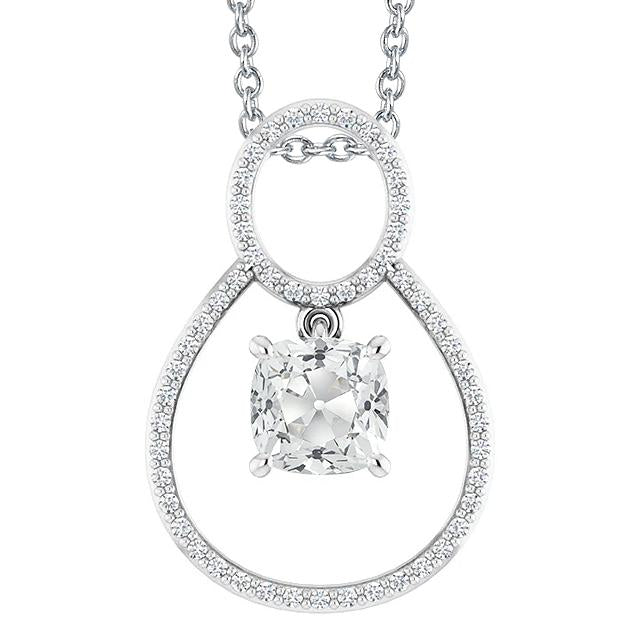 Pendentif Naturel Diamant Or Rond & Coussin Vieux Mineur 4.50 Carats