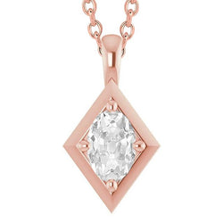 Pendentif Naturel Diamant Ovale Femme Or Rose Taille Ancienne 2.50 Cartas 14K