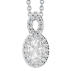 Pendentif Naturel Diamant Ovale Vieux Mineur Or Serti Griffe Style Infini 6 Carats