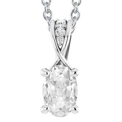 Pendentif Naturel Diamant Pour Femme 5.50 Carats Ovale Vieux Mineur Split Shank Or 14K