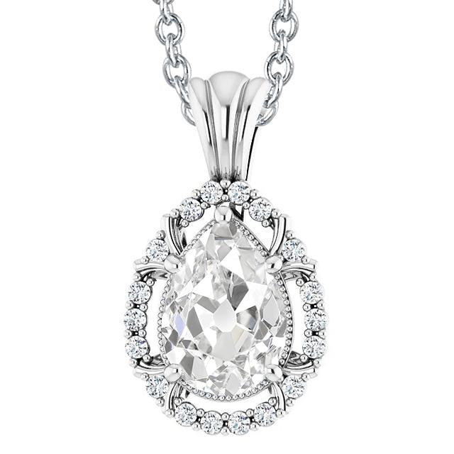 Pendentif Naturel Diamant Pour Femme Avec Bélière Ronde Et Poire Vieux Mineur 5 Carats