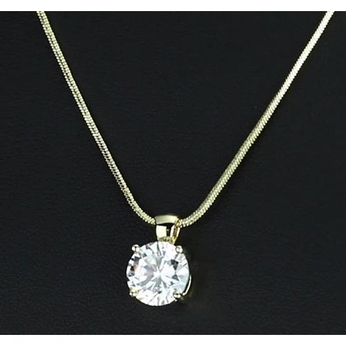 Pendentif Naturel Diamant Rond 1 Carat Serti Quatre Griffes Bijoux En Or Jaune