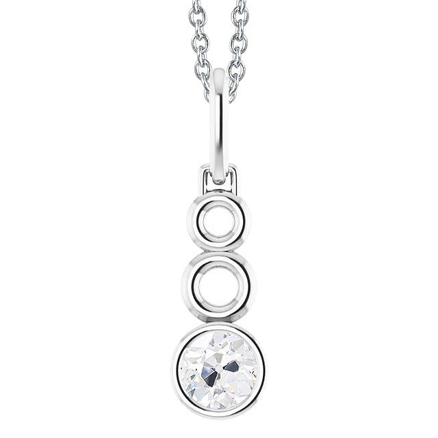 Pendentif Naturel Diamant Rond ancienne mine Cut Lunette Sertie Avec Chaîne 1 Carats 14K