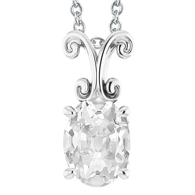 Pendentif Naturel Diamant Solitaire Taille Ovale Slide 5 carats Avec Chaîne De 16