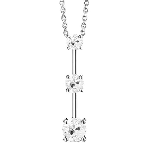 Pendentif Naturel diamant en or trois pierres rondes Vieux mineur 2 carats serti de griffes