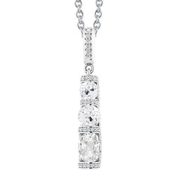 Pendentif Naturel diamant ovale taille ancienne de style trois pierres 4.50 carats 14K