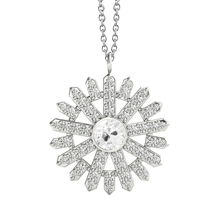 Pendentif Naturel diamant rond serti clos or blanc 3.50 carats