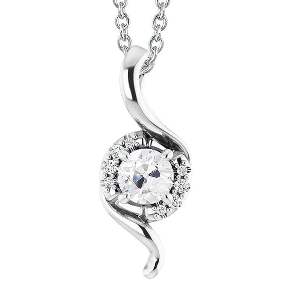 Pendentif Naturel diamant rond style torsadé