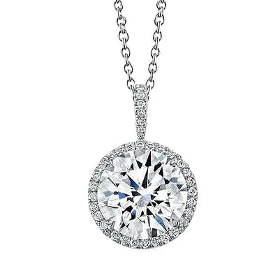 Pendentif Or 2 Carats Halo Réel Diamant