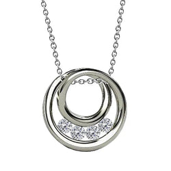 Pendentif Or Blanc Massif 14K 2 Carats Collier Rond Réel Diamant Rond