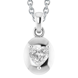 Pendentif Or Blanc Naturel Diamant 14K Coeur Vieux mineur 2.50 Carats