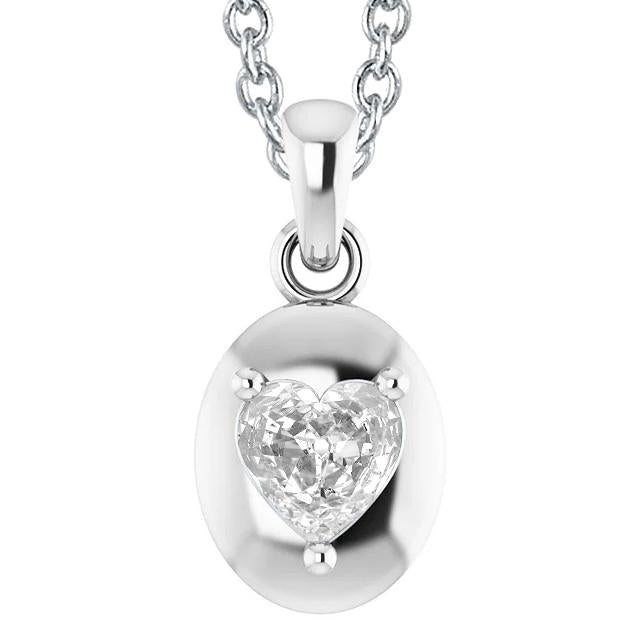 Pendentif Or Blanc Naturel Diamant 14K Coeur Vieux mineur 2.50 Carats