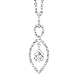 Pendentif Or Naturel Diamant Serti Griffe Rond & Poire Taille Vieille Mine 2.50 Carats