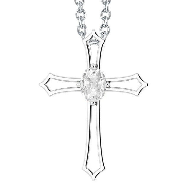 Pendentif Ovale Vieux mineur Or Croix Réel Diamant 1.50 Carats Avec Chaîne