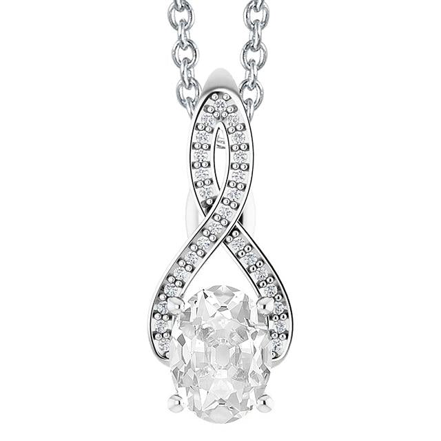 Pendentif Ovale Vieux mineur & Véritable Diamant Rond 4.50 Carats Tige fendue