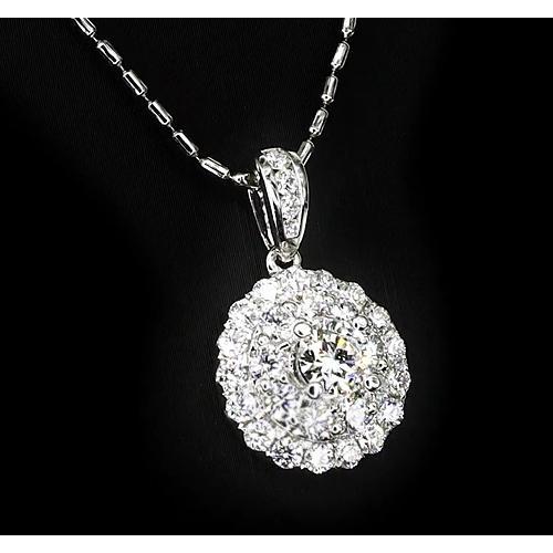 Pendentif Pour Femme En Or Blanc 14 Carats Avec Naturel Diamants Ronds 1 Carat