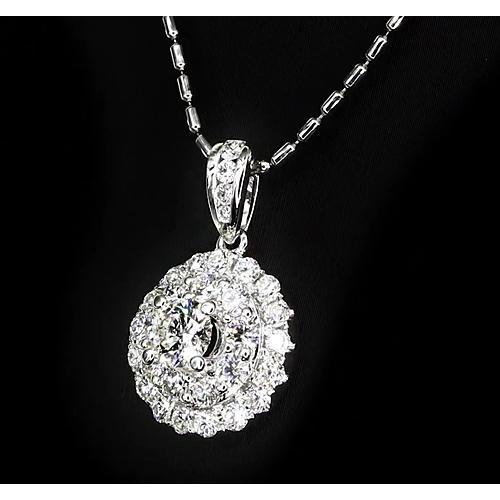 Pendentif Pour Femme En Or Blanc 14 Carats Avec Naturel Diamants Ronds 1 Carat