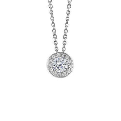 Pendentif Réel Diamant Femme G Vs1/Vvs1 Taille Ronde 0.75 Carats Or Blanc 14K
