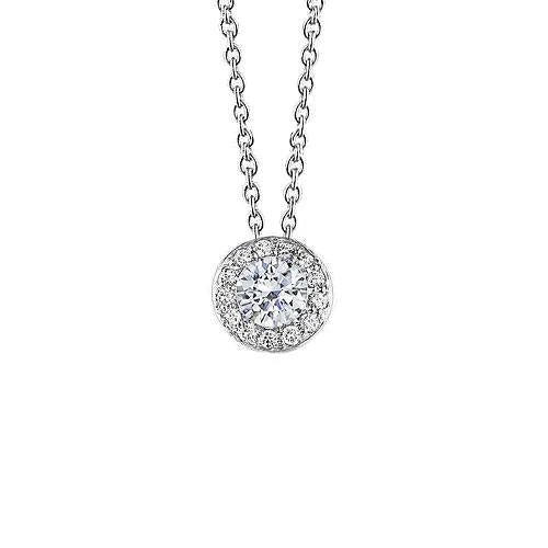 Pendentif Réel Diamant Femme G Vs1/Vvs1 Taille Ronde 0.75 Carats Or Blanc 14K