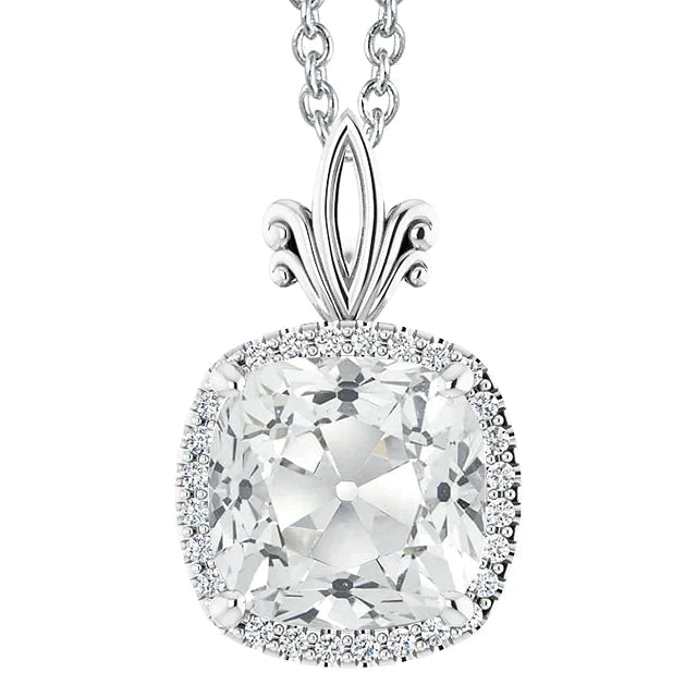 Pendentif Réel Diamant Halo Coussin 6 Carats