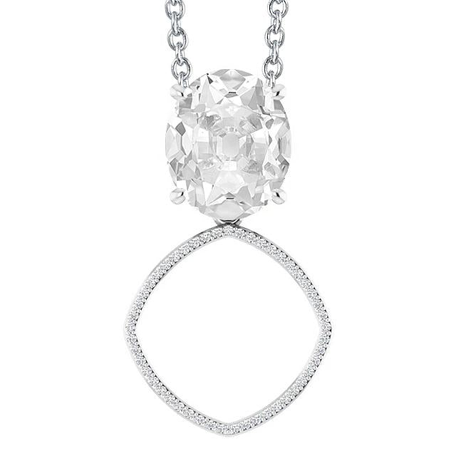 Pendentif Réel Diamant Or Rond & Ovale ancienne mine Cut 5 Carats Ensemble De Griffes