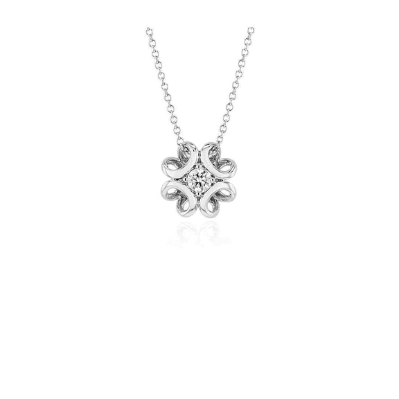 Pendentif Réel Diamant Rond 1 Carat Or Blanc Massif 14K