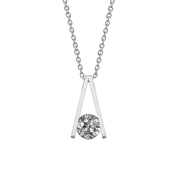 Pendentif Réel Diamant Rond 1 Carat à La Mode