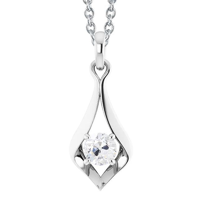 Pendentif Réel Diamant Rond Ancien Mineur De 1 Carat Avec Bijoux A Glissière