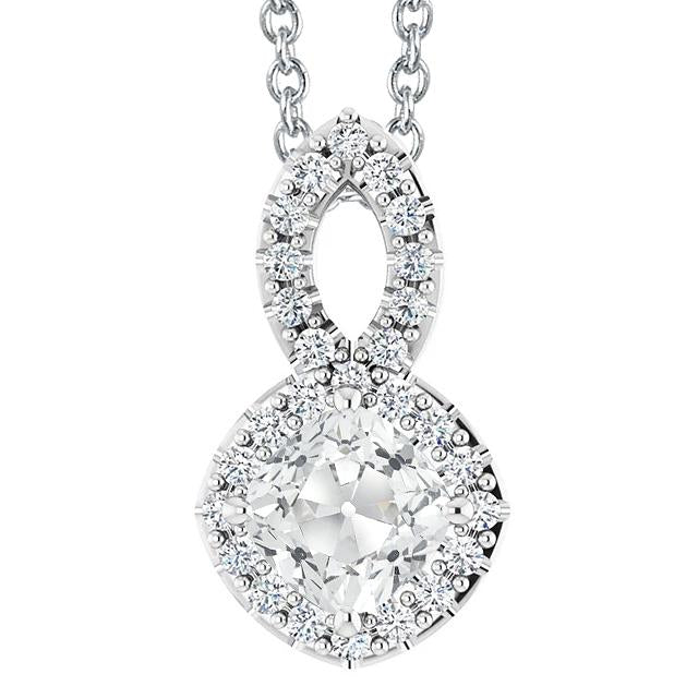 Pendentif Réel Diamant Rond & Coussin Vieux Mineur 6.50 Carats Style Torsadé