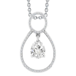 Pendentif Réel Diamant Rond Or Poire Vieux mineur 3.50 Carats Sertie Griffe