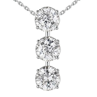 Pendentif Réel Diamant Rond Trois Pierres Journey Avec Chaîne 6 Carats