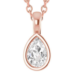 Pendentif Réel Diamant Solitaire Pour Femme Serti Lunette Sertie Poire Vieux Mineur 5 Ct.